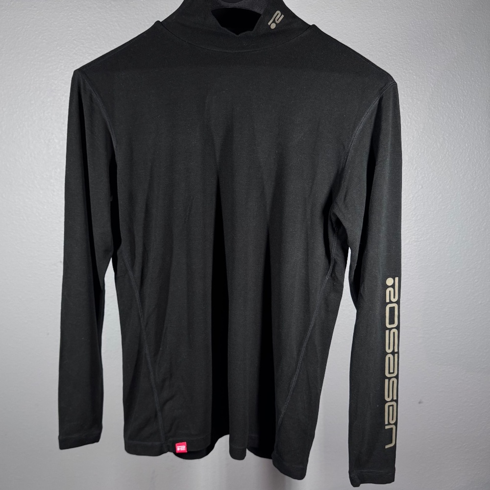 EUC Rosasen Mens Mock Neck Soft Long Sleeve Golf Shirt‎ Black Large Base Layer